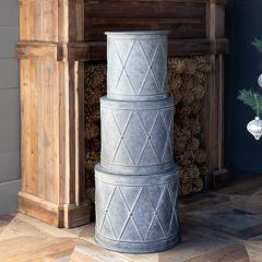 Galvanized Drum Style Planters Set of 3