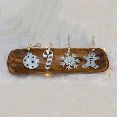 Galvanized Holiday Cutout Ornaments Set of 4