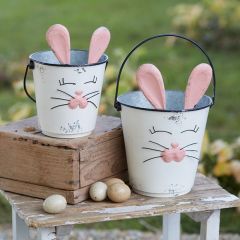 Galvanized Metal Bunny Bucket Set of 2