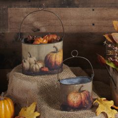 Galvanized Metal Fall Pumpkin Buckets Set of 2