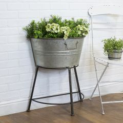Galvanized Metal Half Round Tub On Stand