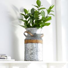 Galvanized Metal Milk Can Vase 9 Inch