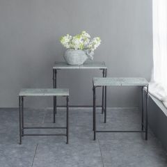 Galvanized Metal Nesting Tables Set of 3