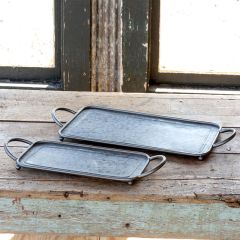 Galvanized Metal Serving Trays Set of 2