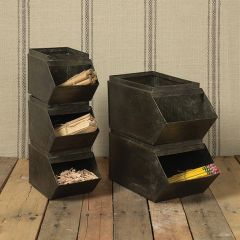 Galvanized Metal Stacking Bin