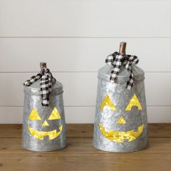 Galvanized Oil Can Jack O Lantern Set of 2