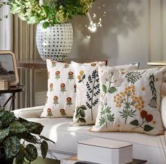 Garden Floral Embroidered Throw Pillow Collection