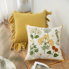 Garden Floral Embroidered Throw Pillow Collection