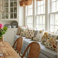 Garden Floral Embroidered Throw Pillow Collection