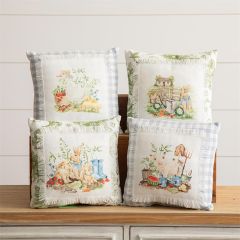 Garden Friends Applique Mini Pillow Set of 4