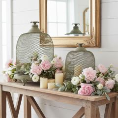 Garden Mesh Metal Cloche with Claw Foot Base Set of 2