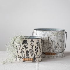Garden Print Handled Bucket Pail Set of 2