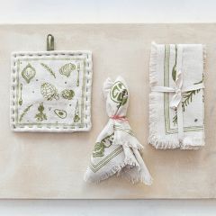 Garden Vegetable Print Pot Holder and Napkin Collection
