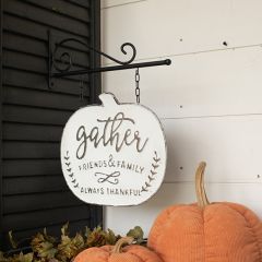 Gather Pumpkin Metal Bracket Sign