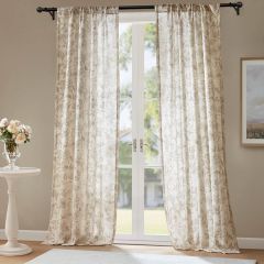 Gathered Cottage Floral Curtain Panel Set of 2