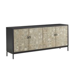 Geometric Front Iron and Oak Buffet