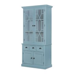 Geometric Glass Door Blue Storage Cabinet