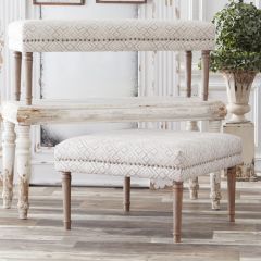 Geometric Jacquard Upholstered Ottoman