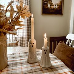 Ghost Stoneware Taper Candle Holder Set of 2