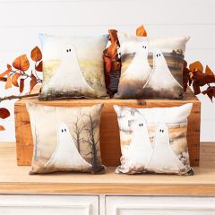 Ghostly Halloween Mini Accent Pillows Set of 4