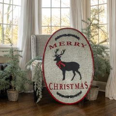 Giant Oval Merry Christmas Deer Sign