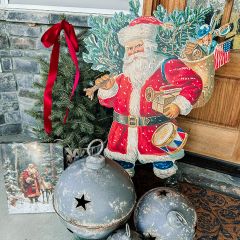 Gift Bearing Santa Cut Out With Stand