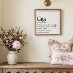 Gigi Definition White Framed Sign