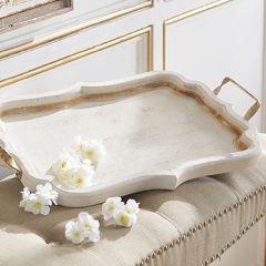 Gilded Wood and Metal Tray With Handles