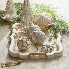 Gilded Wood and Metal Tray With Handles