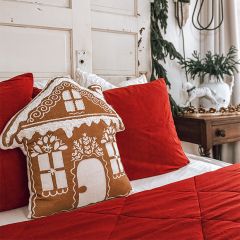 Gingerbread House Holiday Accent Pillow