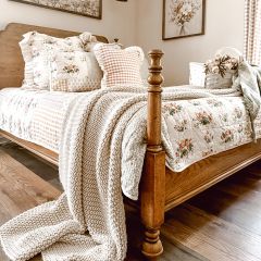 Gingham and Floral Patchwork Quilt