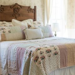 Gingham and Floral Patchwork Quilt