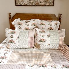 Gingham and Floral Patchwork Standard Sham