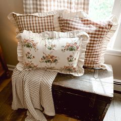 Gingham and Floral Ruffled Pillow Cover Set of 3
