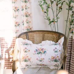 Gingham and Floral Ruffled Pillow Cover Set of 3