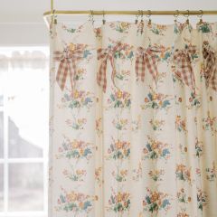Gingham and Floral Ruffled Shower Curtain