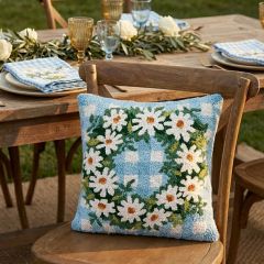 Gingham Check Daisy Wreath Hook Pillow