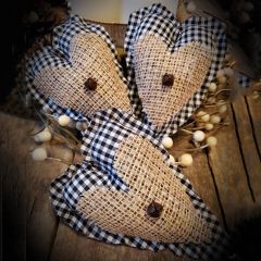 Gingham Check Heart Bowl Filler Set of 6