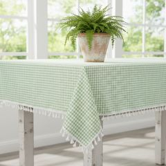 Gingham Check Tasseled Tablecloth