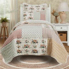 Gingham Floral Patchwork 3 Piece Twin Quilt Set