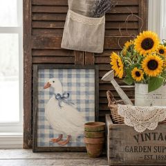 Gingham Goose Canvas Printed Wall Decor Blue