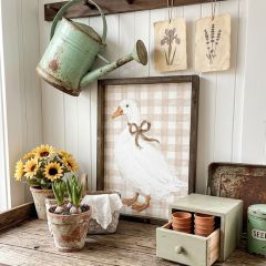 Gingham Goose Canvas Printed Wall Decor Tan