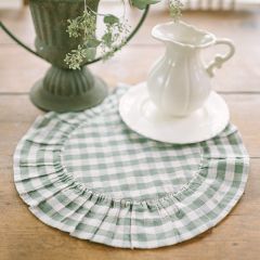 Gingham Green Ruffled Placemat Set of 6