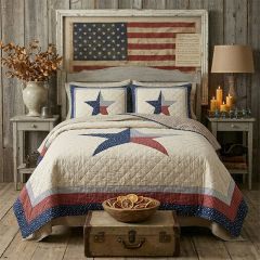 Gingham Plaid Texas Lone Star Quilt and Shams Set