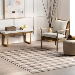 Gingham Plaid Washable Area Rug