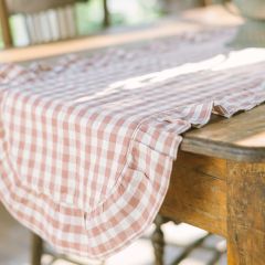 Gingham Rose Ruffled Table Runner