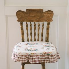 Gingham Ruffled Floral Chair Cushion