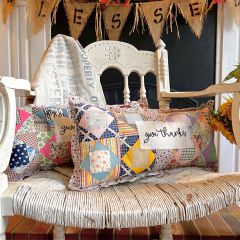 Give Thanks Quilted Patchwork Pillow