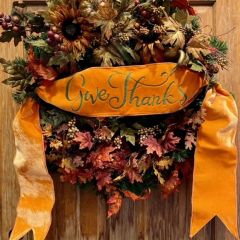 Give Thanks Velvet Wreath Sash