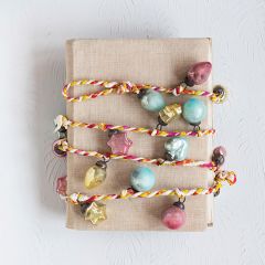 Glass Ball Ornament On Braided Sari Garland